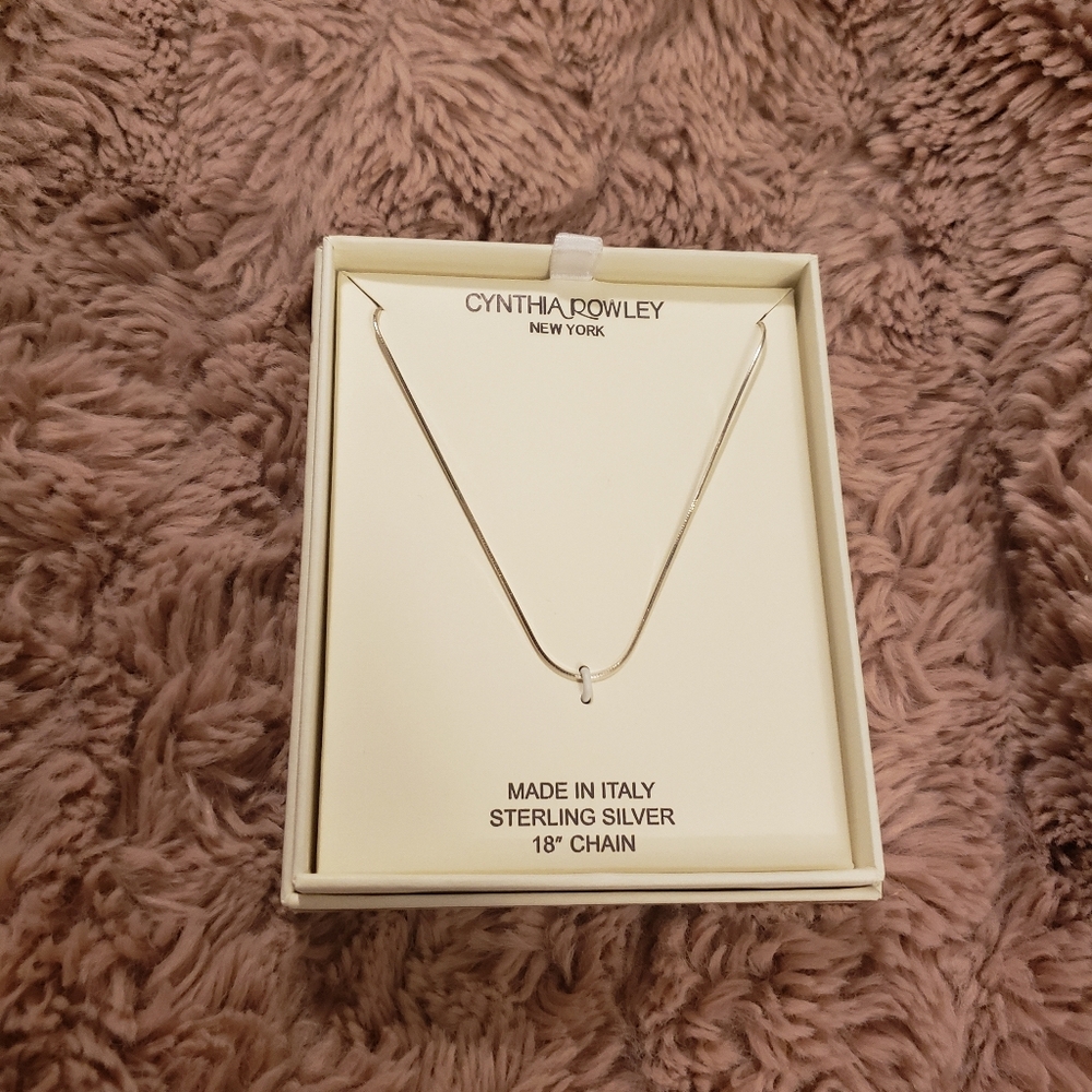Cynthia Rowley New York Sterling Silver Necklace Made in Italy 18” Chain New Box